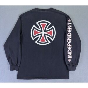 Independent Truck Shirt Mens Small Black Faded Y2K Skater Iron Cross Vintage